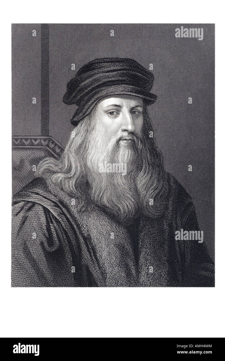 Leonardo Da Vinci 1452 1519 artista fiorentino italiano Leonardo di ser Piero da Vinci scienziato polymath matematico ingegnere mi Foto Stock