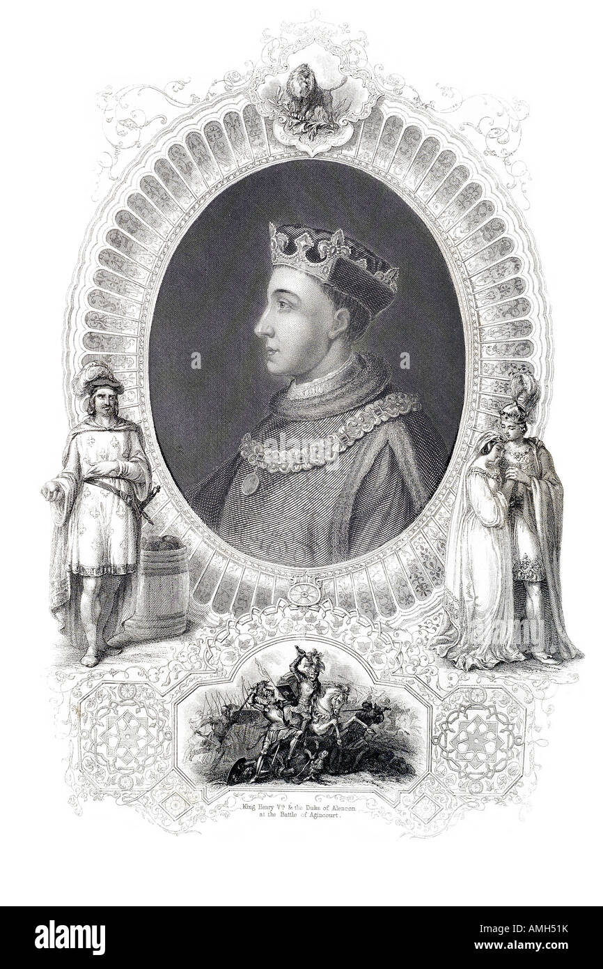 Enrico V V re Inghilterra 1387 1422 vignette warrior Battaglia di Agincourt vittoria inglese Medioevo francese consolidata unif. di potenza Foto Stock