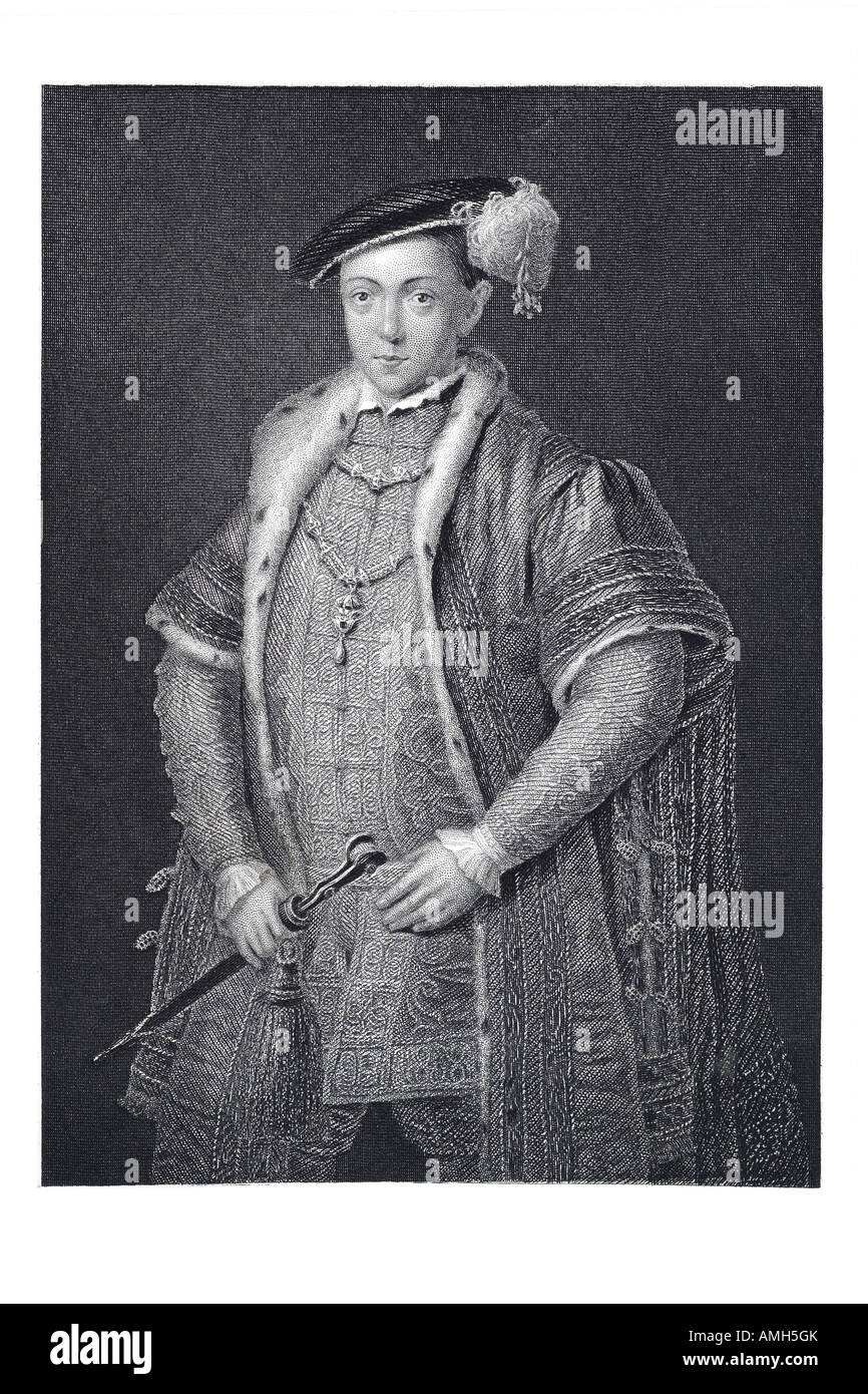 Il re Edoardo VI 1537 1553 9 anni regola caratterizzato duro la riforma protestante Inghilterra Irlanda rivendicazione trono francese monarch Tud Foto Stock