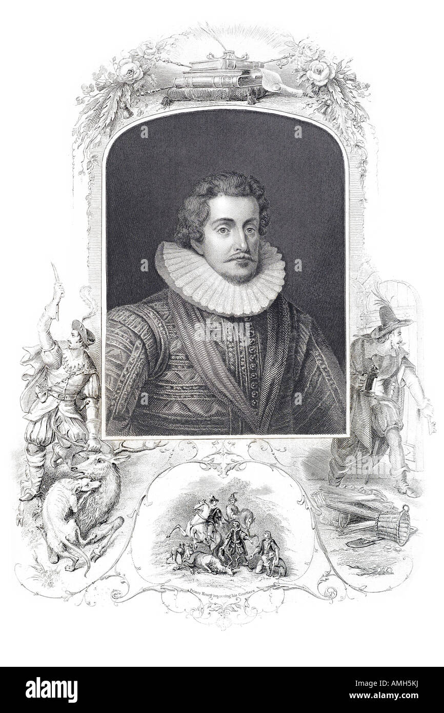 Re Giacomo I Inghilterra Scozia 1566 1625 figlio di Maria regina scozzese Stuart monarch trono inglese Elisabetta I cattolici protestanti Gunp Foto Stock