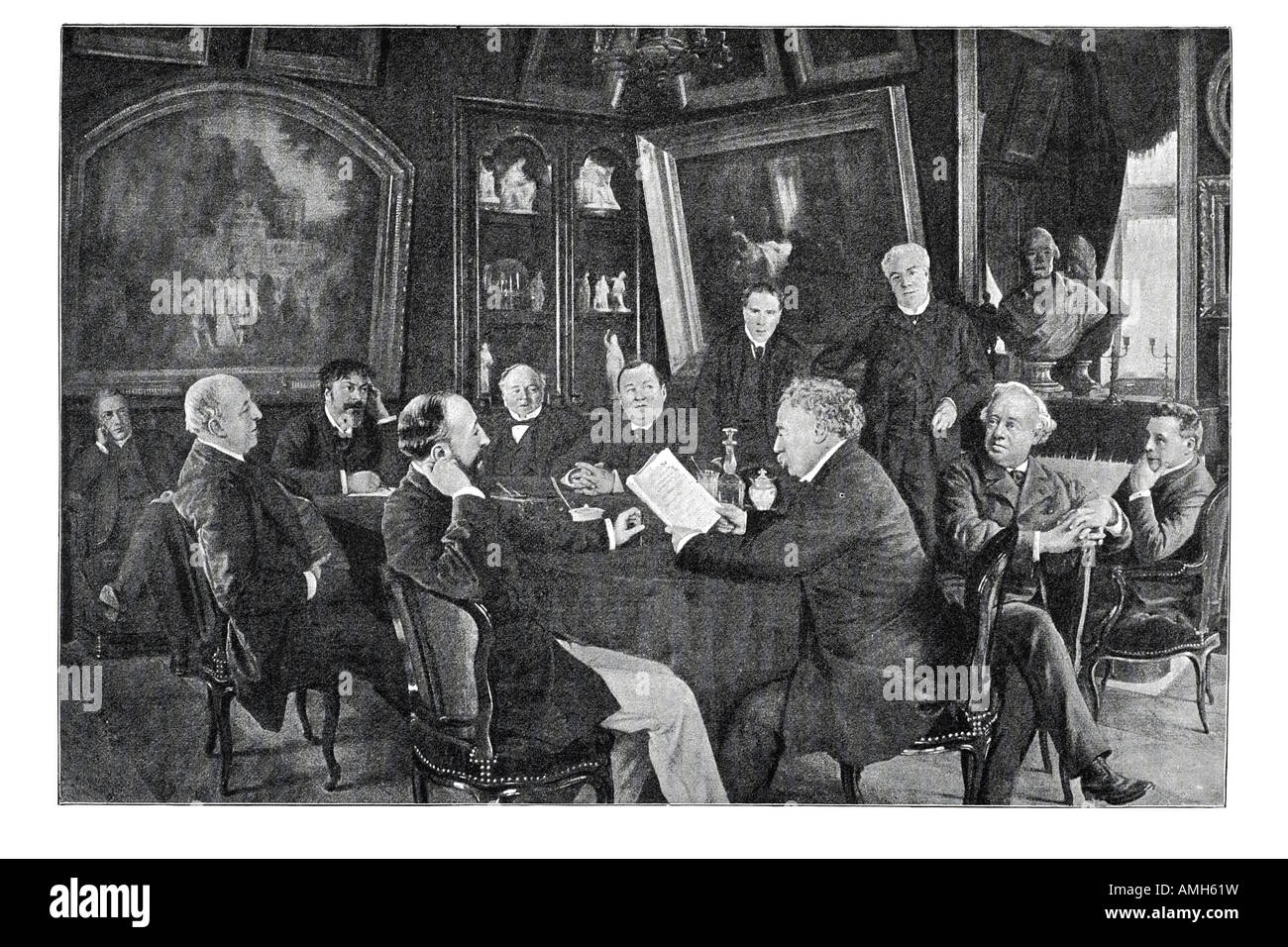 Alexandre Dumas père Sala comitato Comedie Francaise francia - francese la lettura di riprodurre il drammaturgo Davy de la Pailleterie scrittore histor Foto Stock