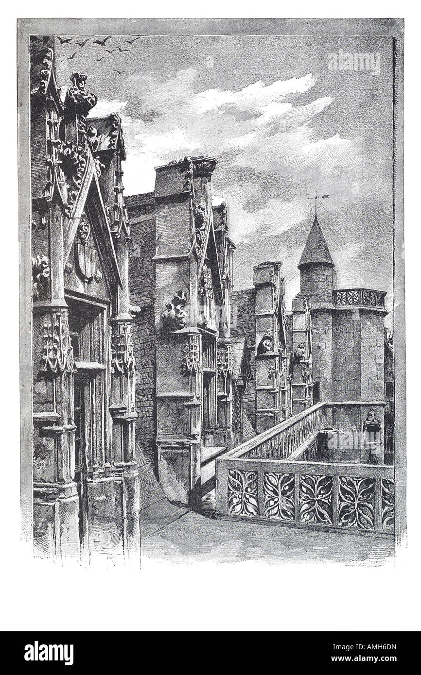 Abbaino museo di Cluny Hotel de antiquitie medievale architettura civica Musee National du Moyen Age quinto arrondissement compit Foto Stock