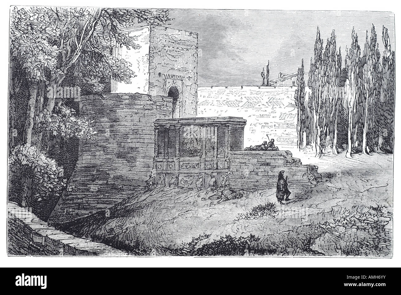 1890 Alhambra gate cancello di ingresso moschea Spagna Espana spagnolo spagna andalusia andalusia Alhambra Palace Granada islam in stile moresco Foto Stock