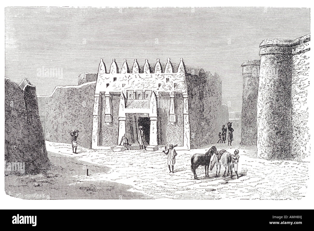 Ingresso Palazzo Segou segou Seku, Segu città Mali Fiume Niger regione Bozo persone Bambara Empire Balanzan Djenne Timbuktu a casa Foto Stock