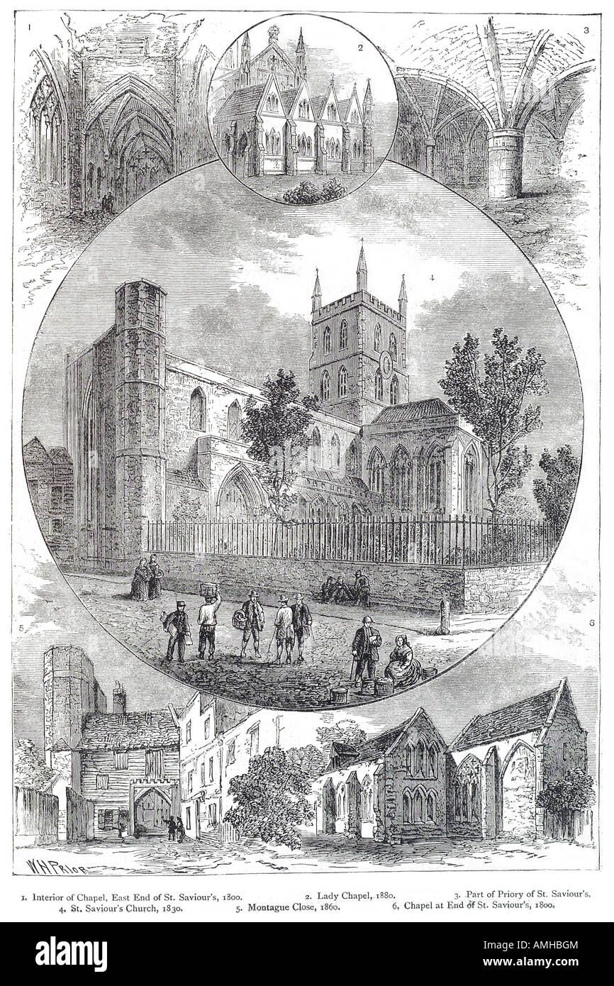 1800 1880 visualizza st san salvatore chiesa cappella east end lady montague vicino priory Londra Greater capitale inglese in Inghilterra La Gran Bretagna Foto Stock