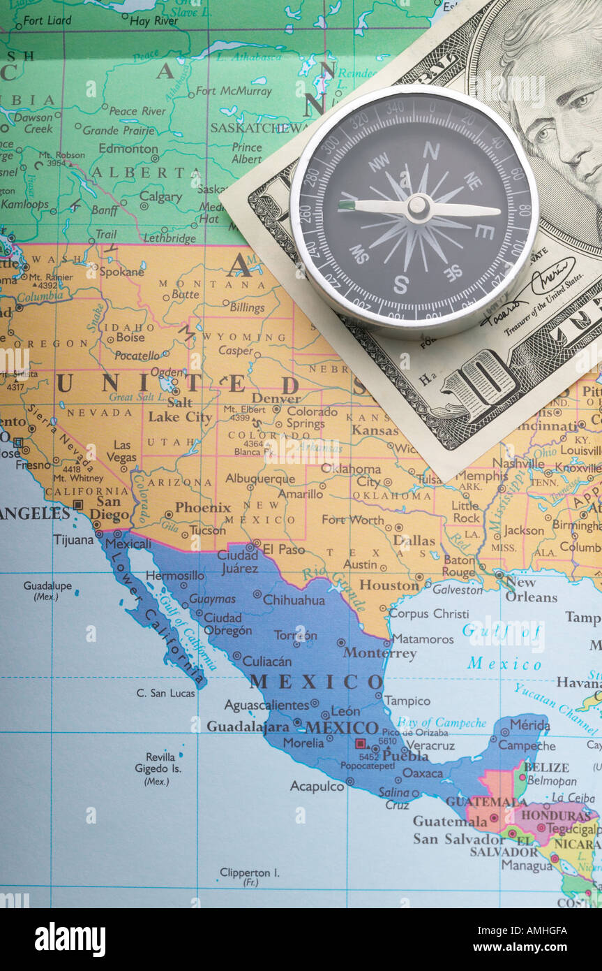 Azienda,mappa,soldi,carta moneta,dollar,estera curr Foto Stock