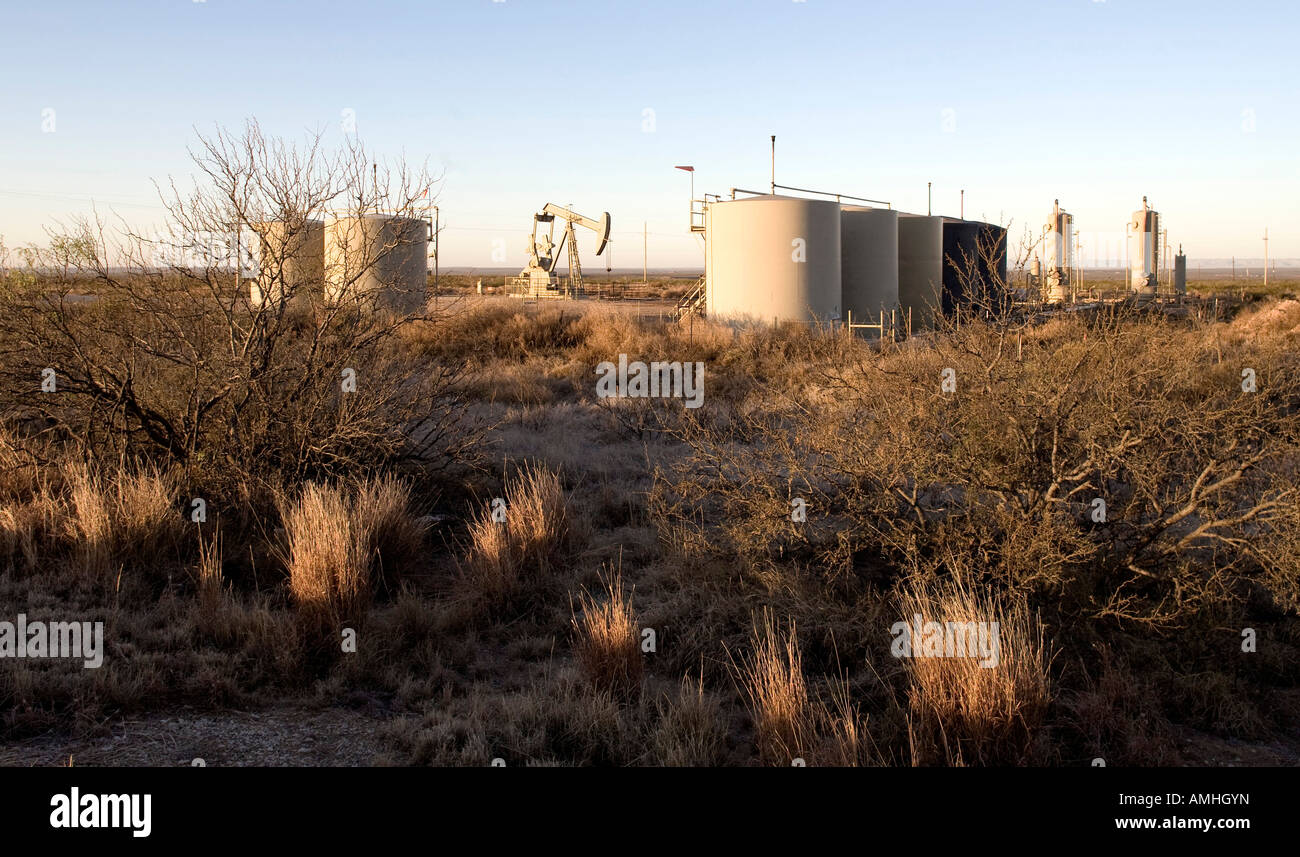 Campo dell'olio vicino a Malaga nel nord-ovest del Texas Foto Stock