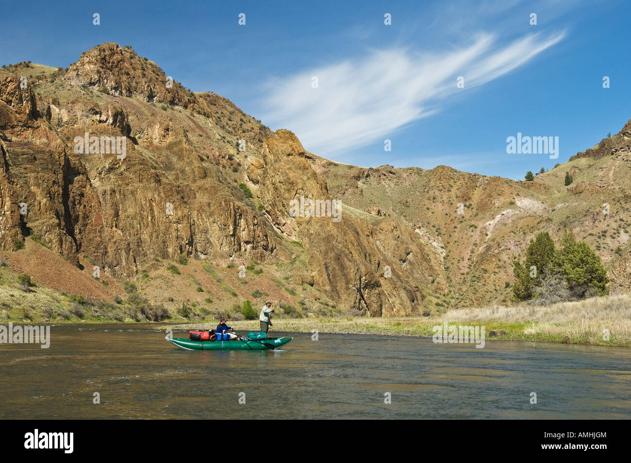 La pesca a mosca sul John giorno fiume Oregon Foto Stock