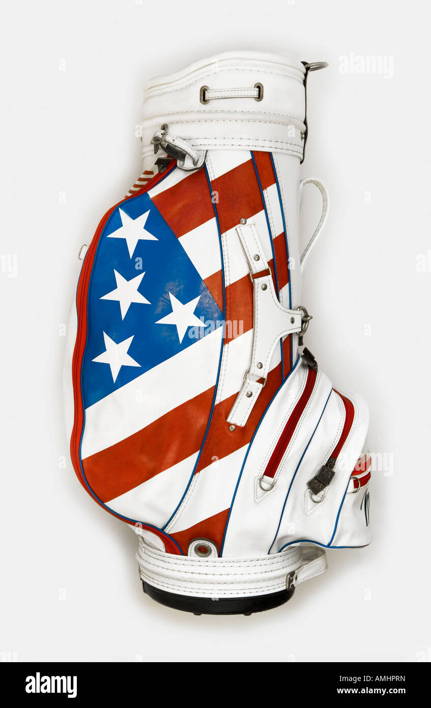 Stati Uniti 'stelle e strisce' design retrò su una sacca da golf Foto Stock