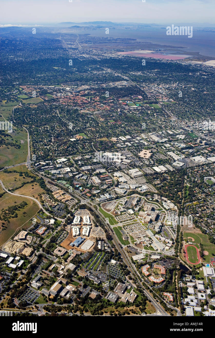 Vista aerea della Stanford Research park all'Università di Stanford e San Francisco Foto Stock