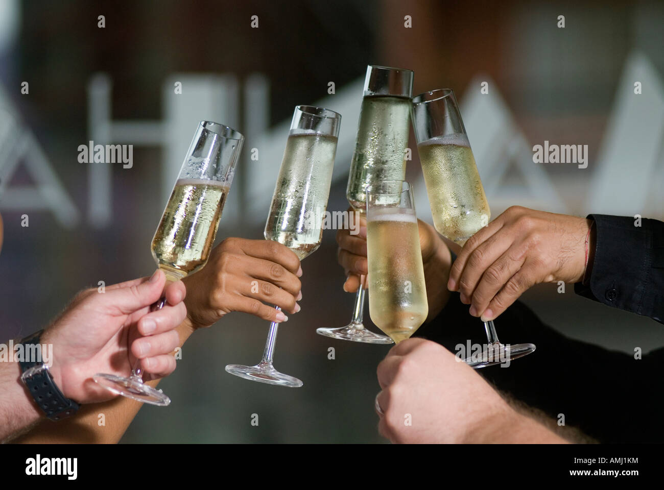 Celebrazione di Champagne Foto Stock