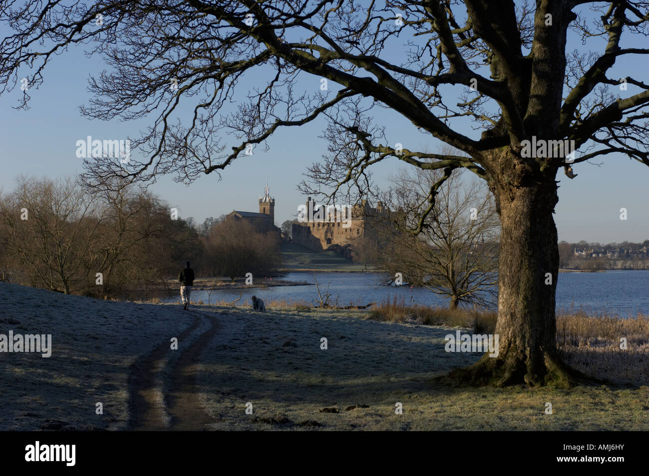 Linlithgow Palace e il peel guardando ad ovest frosty West Lothian Scozia Febbraio 2007 Foto Stock