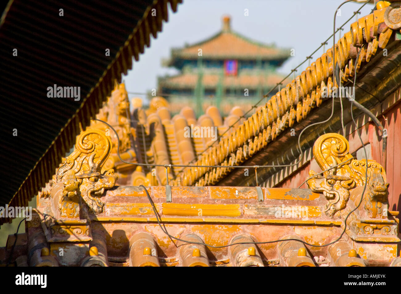 Dettagli architettonici della Città Proibita di Pechino CINA Foto Stock