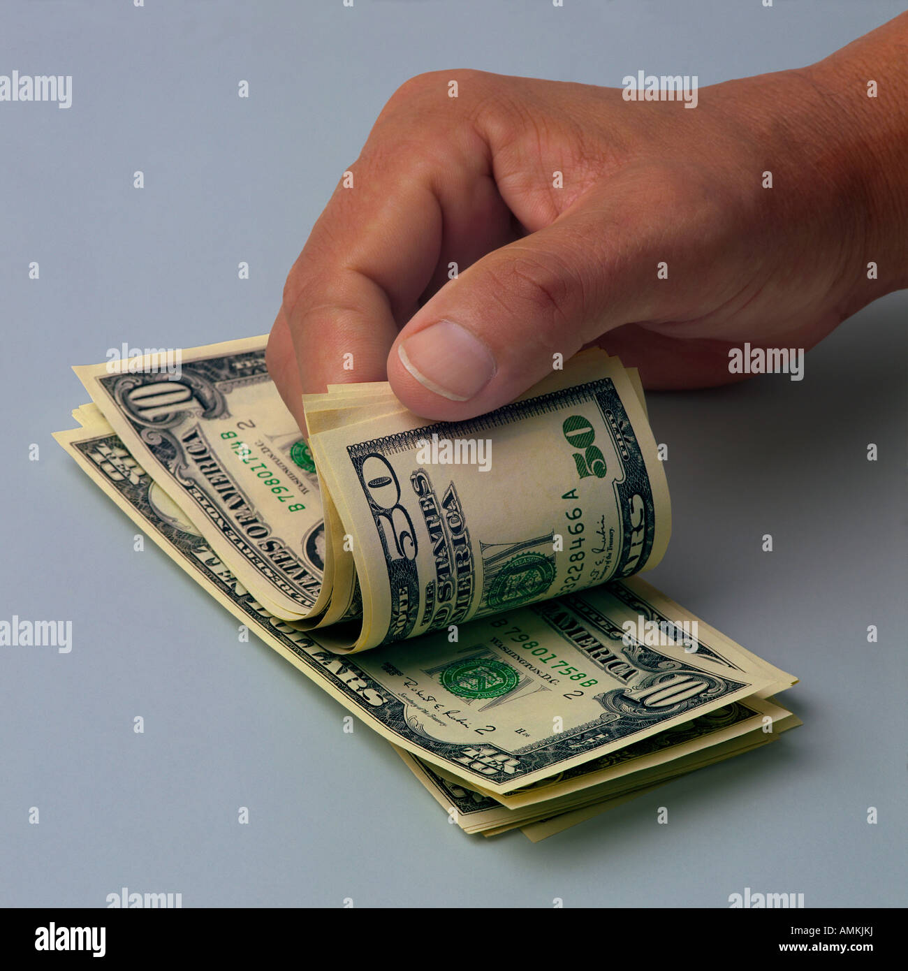 Il conteggio delle note del dollaro Foto Stock