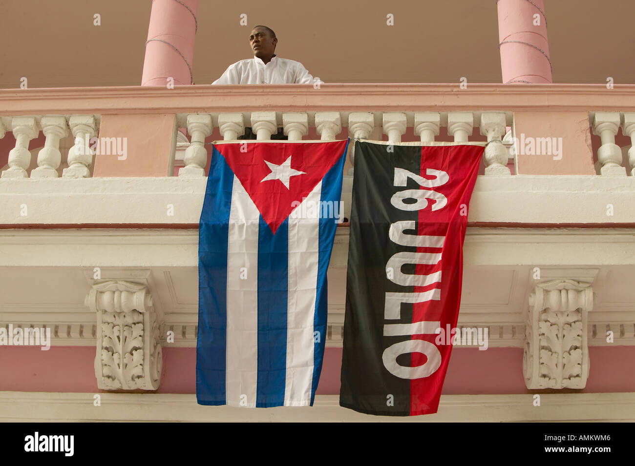 26 luglio bandiera e bandiera cubana Havana Cuba Foto Stock