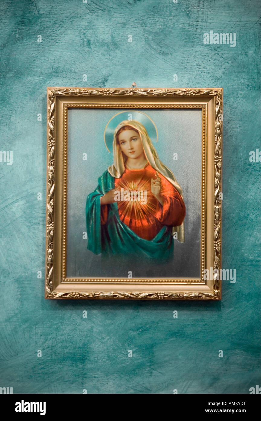 Vergine Maria stampa incorniciata Foto Stock