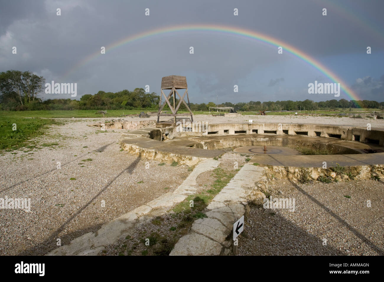 Batterie de Crisbecq tedesco artiglieria costiera batteria St Marcouf sulla costa della Normandia Francia Foto Stock