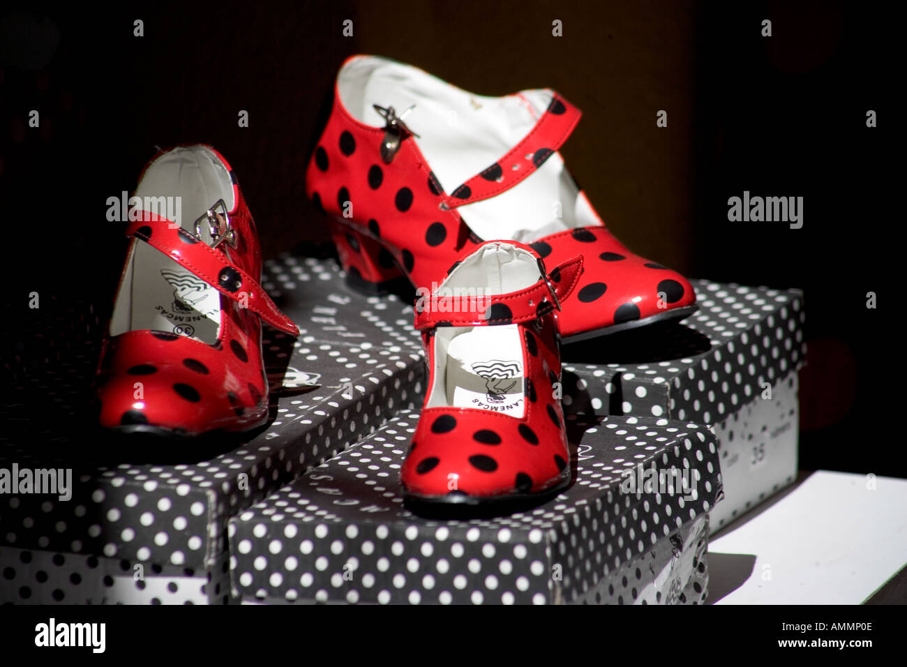 Scarpe di flamenco in Shop Display Cordoba Andalusia Spagna Foto Stock