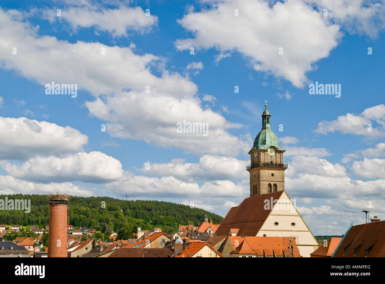 Vista sul tetto, Auerbach in der Oberpfalz, Baviera, Germania Foto Stock