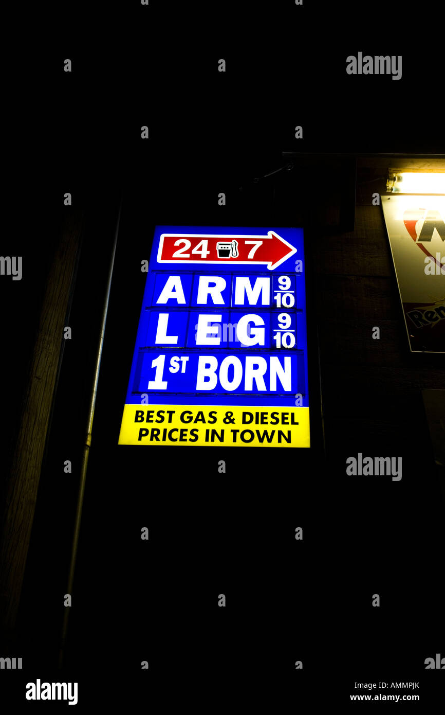 Elevati prezzi del gas Greenville Maine Foto Stock
