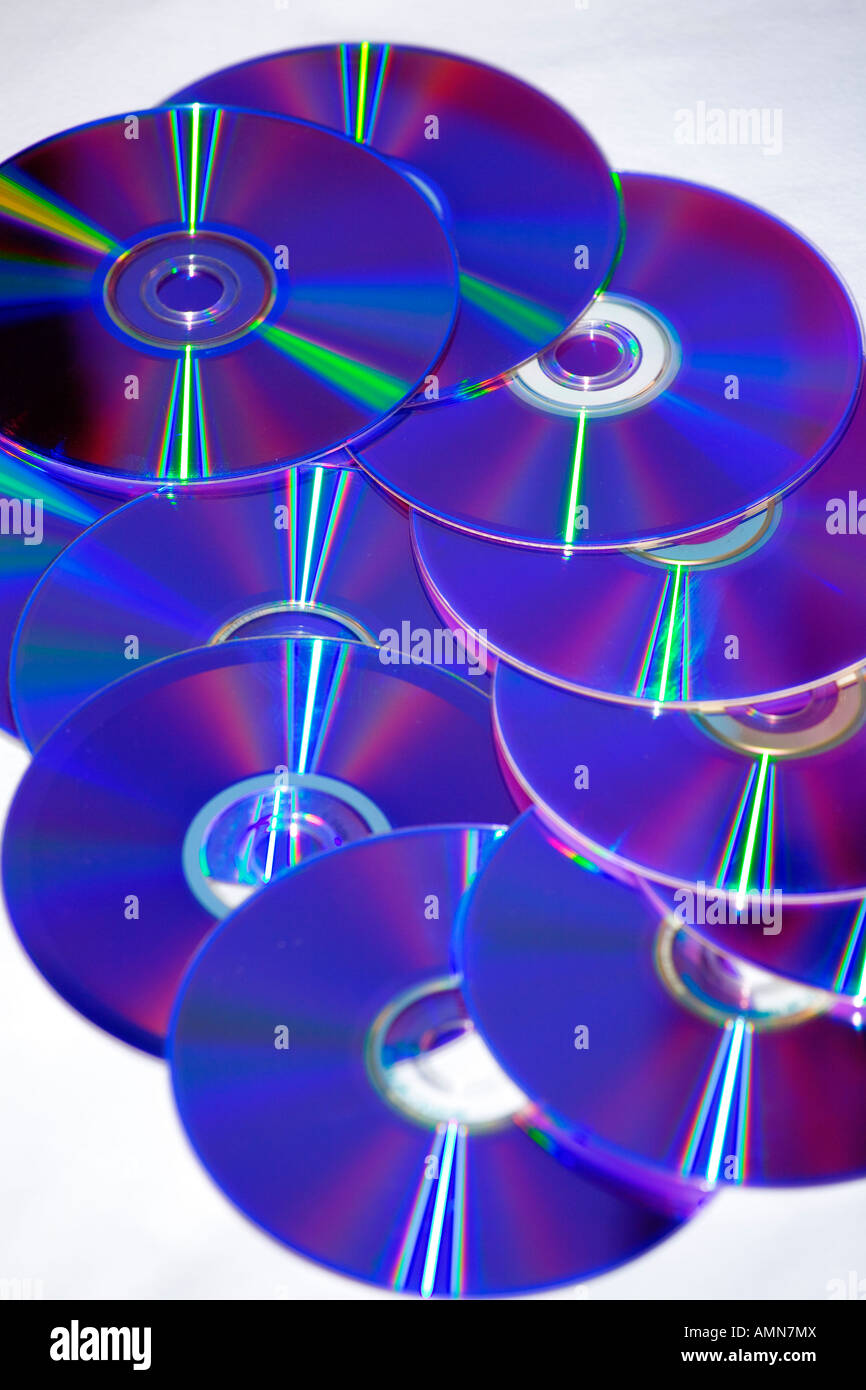 Cd-rom magenta blu Foto Stock
