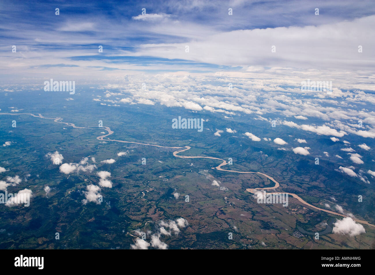 Vista aerea del fiume vicino a Bogotà, Colombia Foto Stock