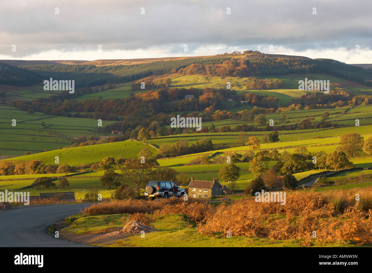 Bransdale al tramonto. North Yorkshire Moors National Park in Inghilterra Foto Stock
