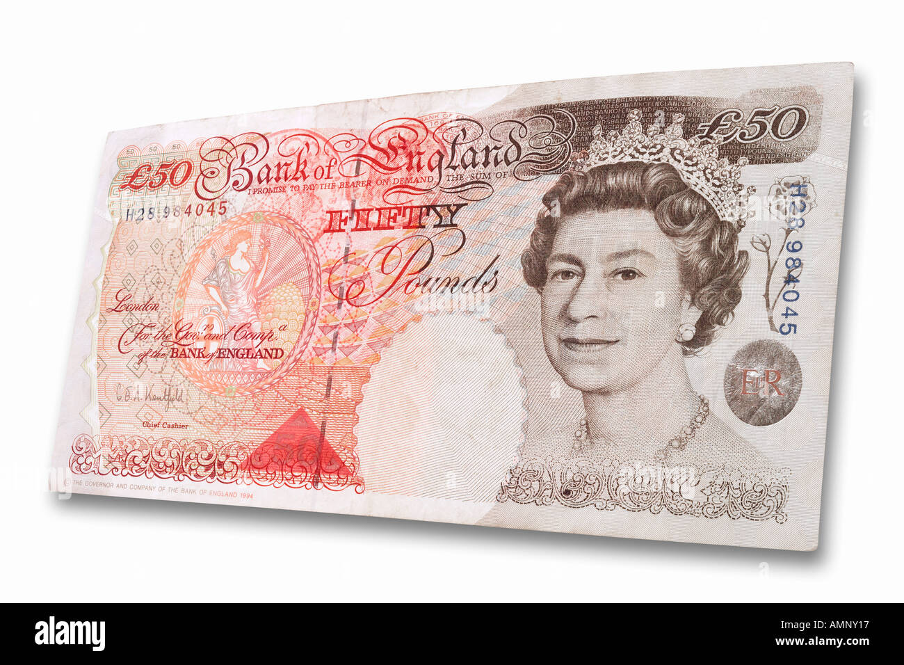 Valuta britannica cinquanta pound nota Foto Stock
