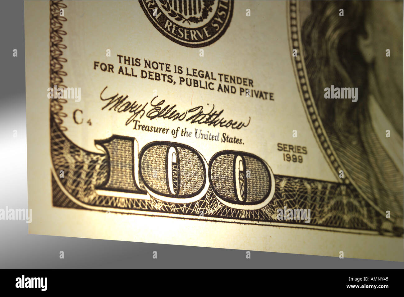 Un centinaio di dollari note Foto Stock