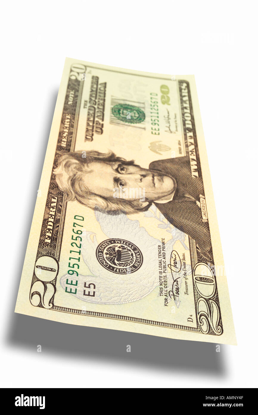 Venti dollari note Foto Stock