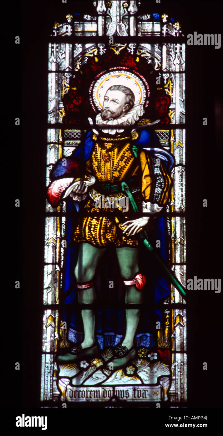Sant Ignazio come soldato in Sant Ignazio Cappella Sacro Cuore Chiesa Wimbledon Vetrata Foto Stock