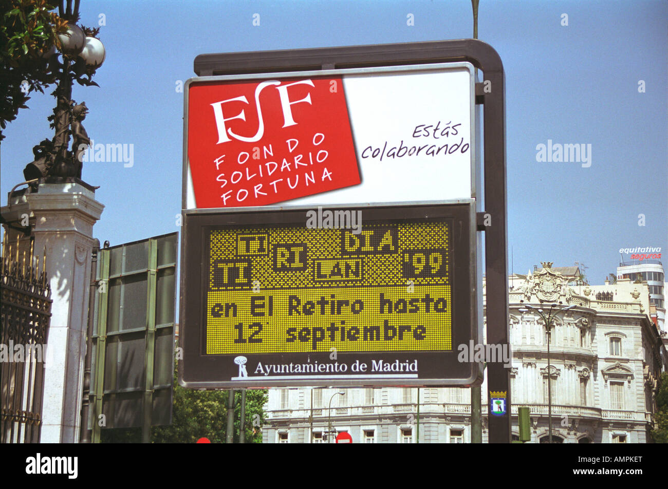 Pubblicità segno a Madrid Foto Stock