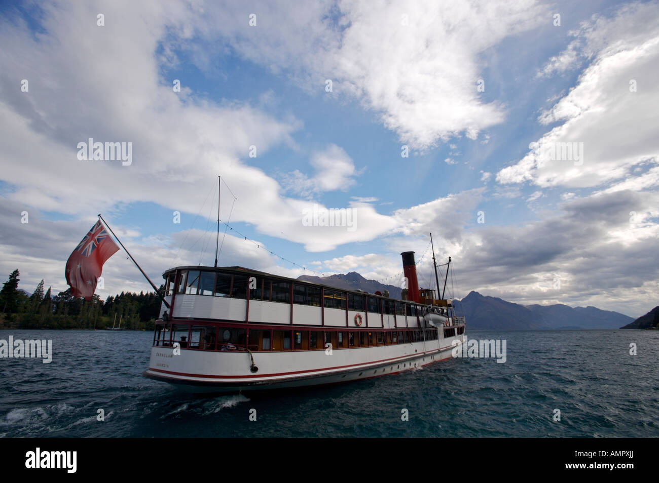 T.S.S. Earnslaw sul lago Wakatipu, Queenstown di Central Otago, South Island, in Nuova Zelanda. Foto Stock