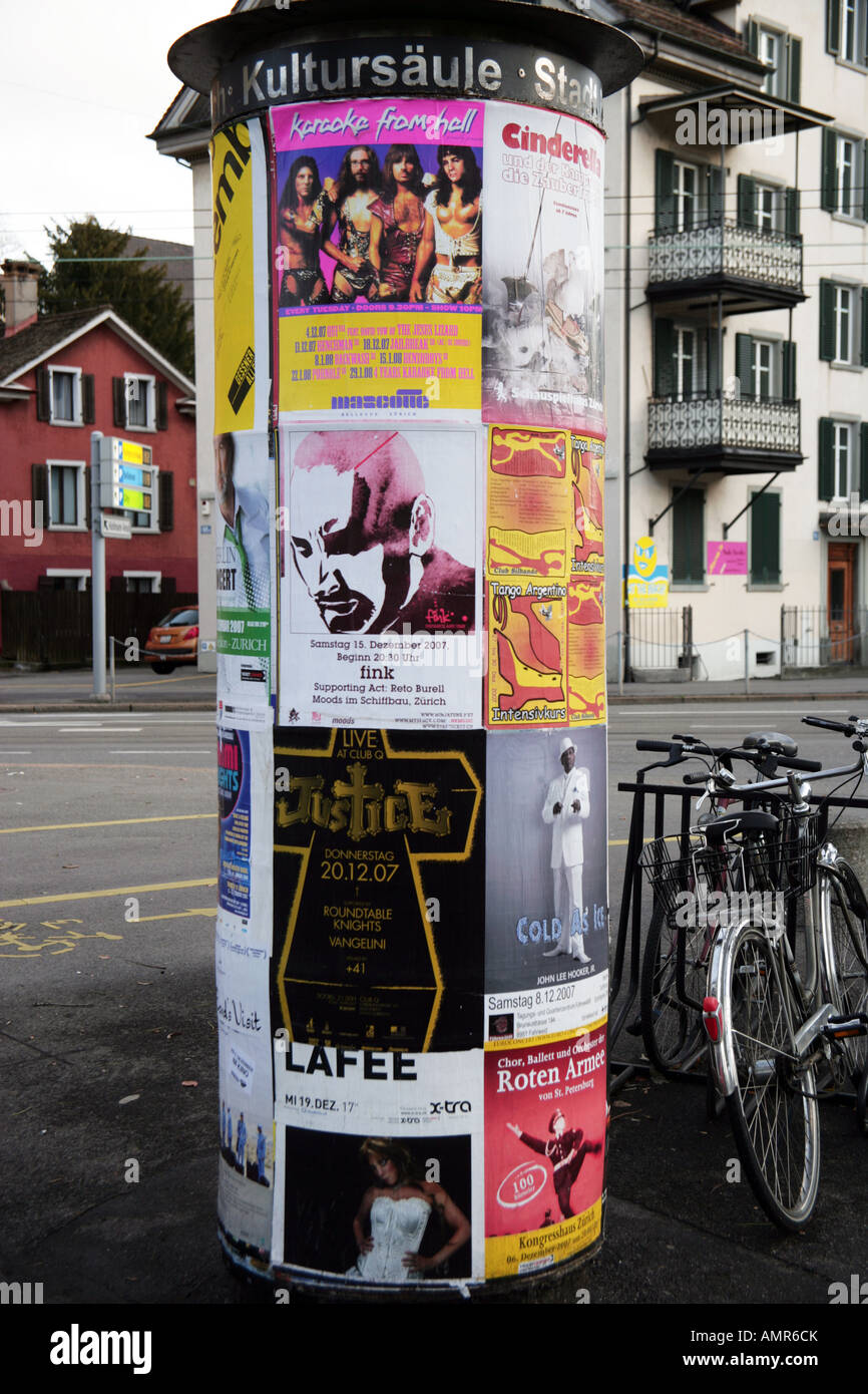 Pubblicità pilastro Enge Zurigo Foto Stock
