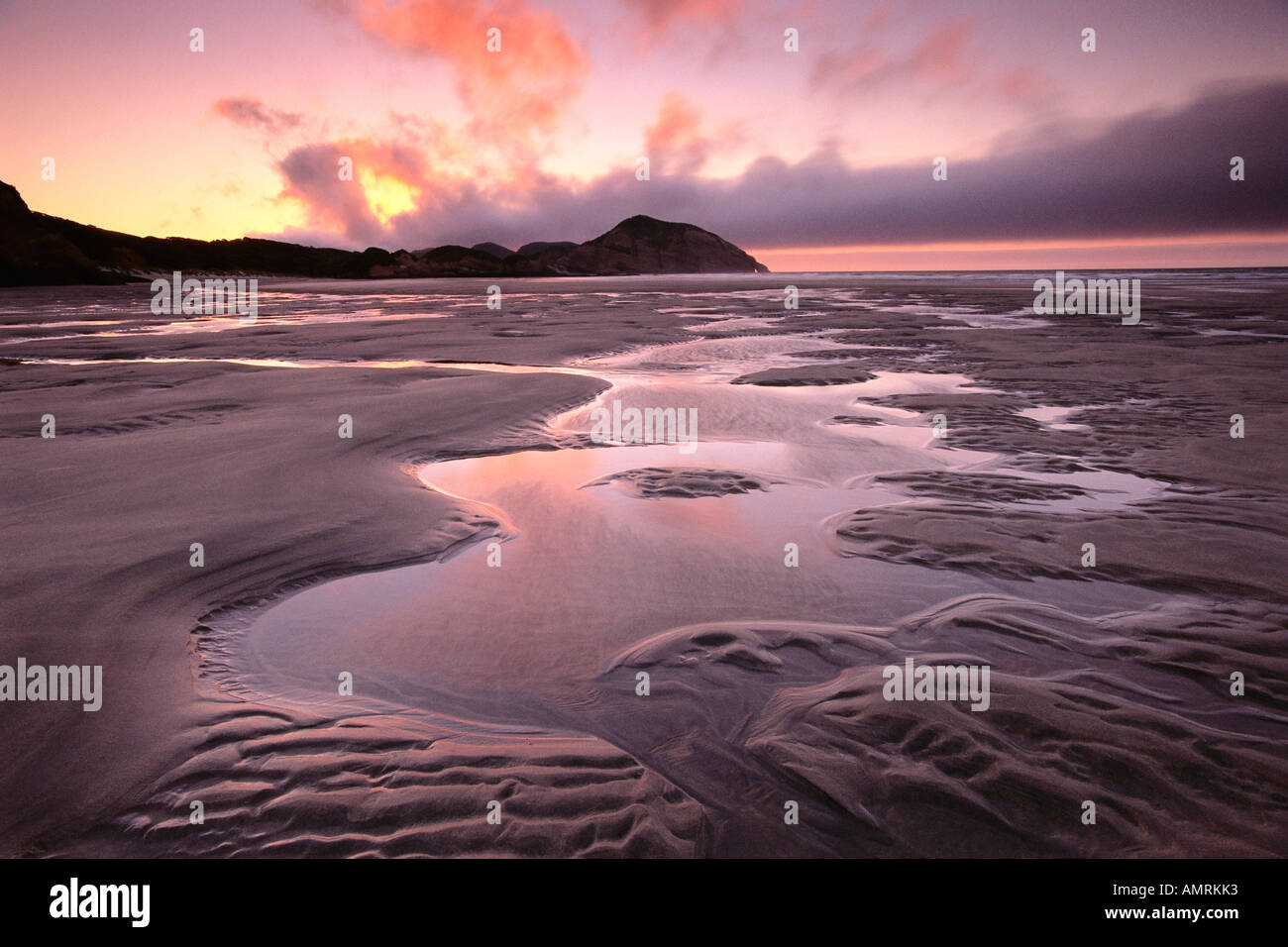 Wharariki Beach Golden Bay, Farewell Spit, Capo addio, Isola del Sud, Nuova Zelanda Foto Stock