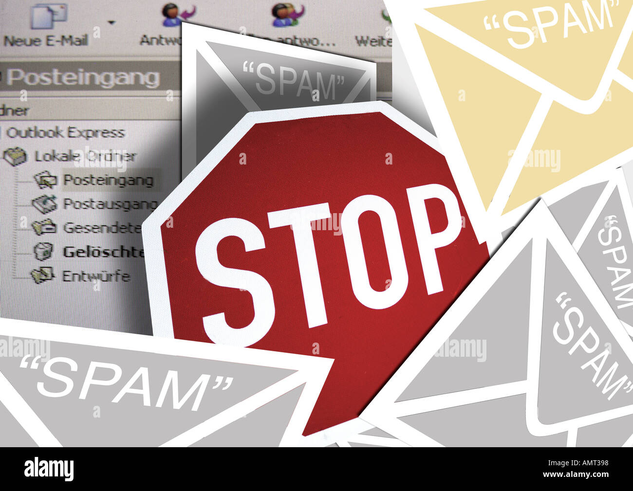 E-mail, stop spam Foto Stock