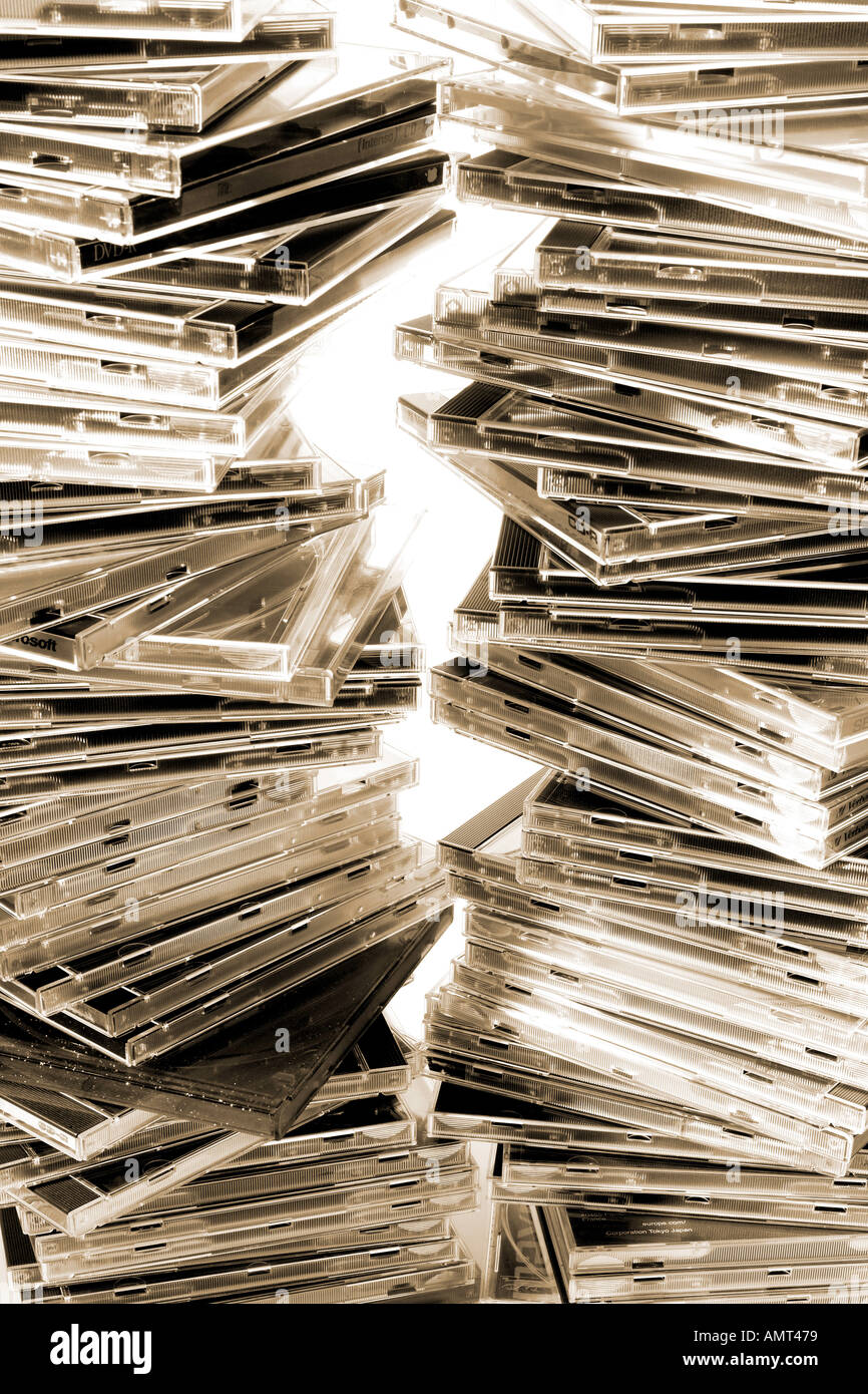 Pila di copertine di CD Foto Stock