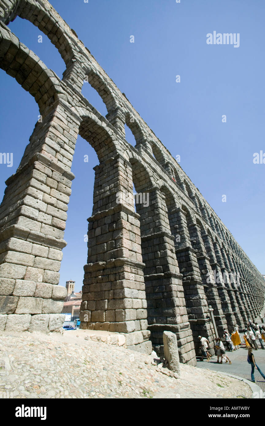 Segovia, viaggi Spagna, città, arte, monumento, acquedotto, romanici, romane, città, archeologia, architettura, aqueducto, destinazione Foto Stock