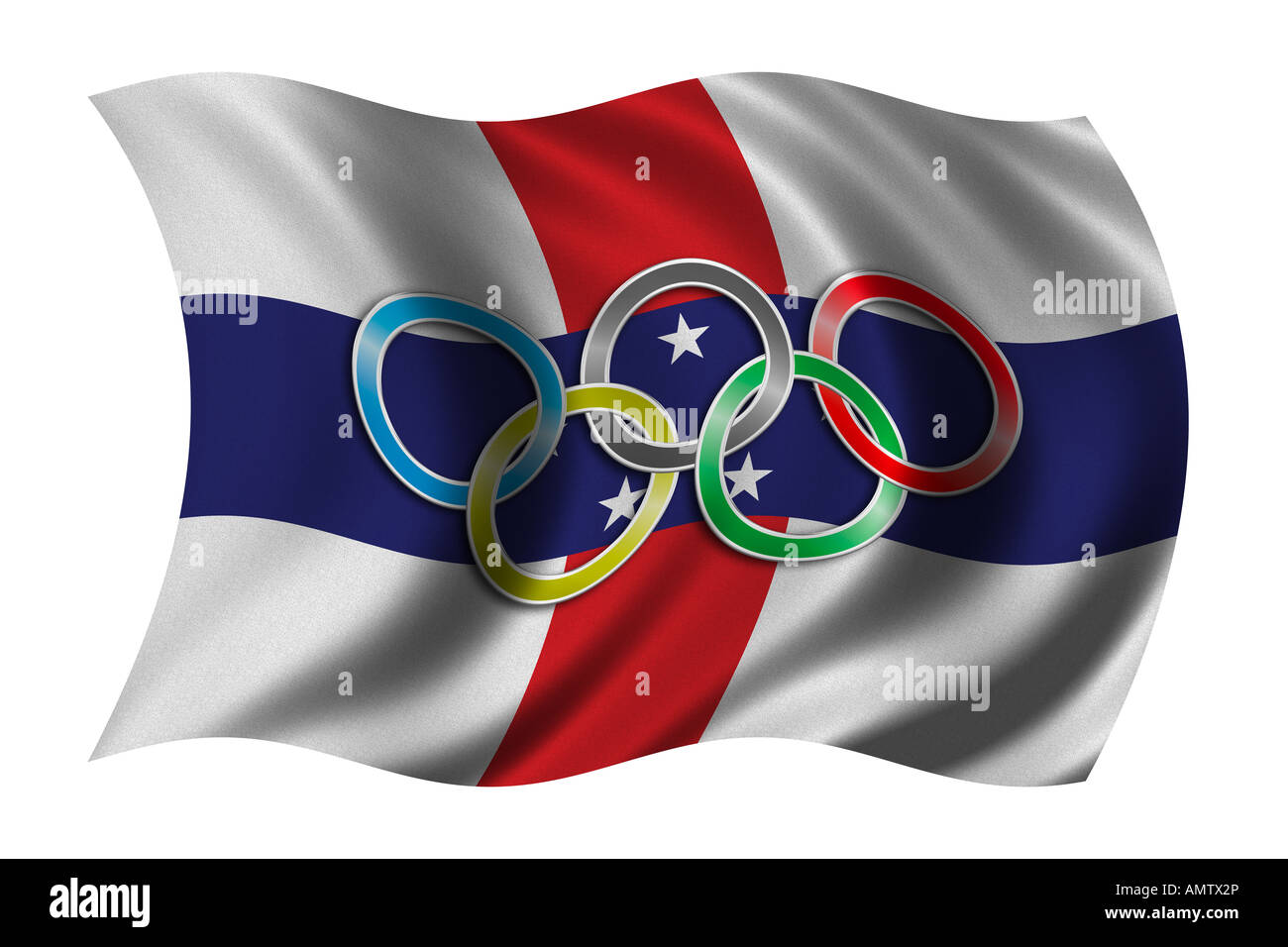 Bandiera delle Antille olandesi con simbolo olimpico Foto Stock