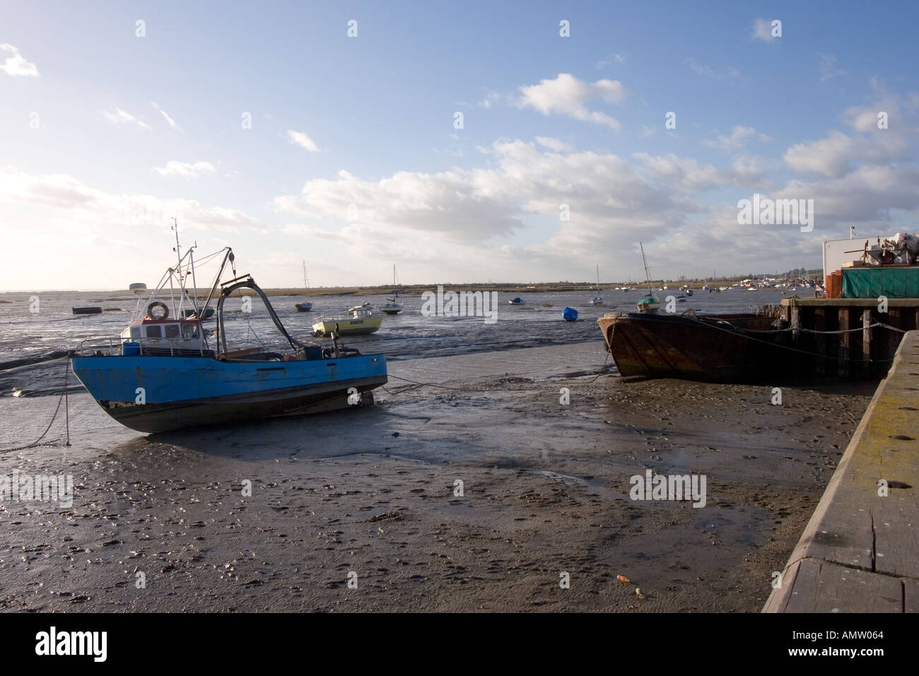 Leigh on Sea e River Thames Estuary a bassa marea Essex GB UK Foto Stock
