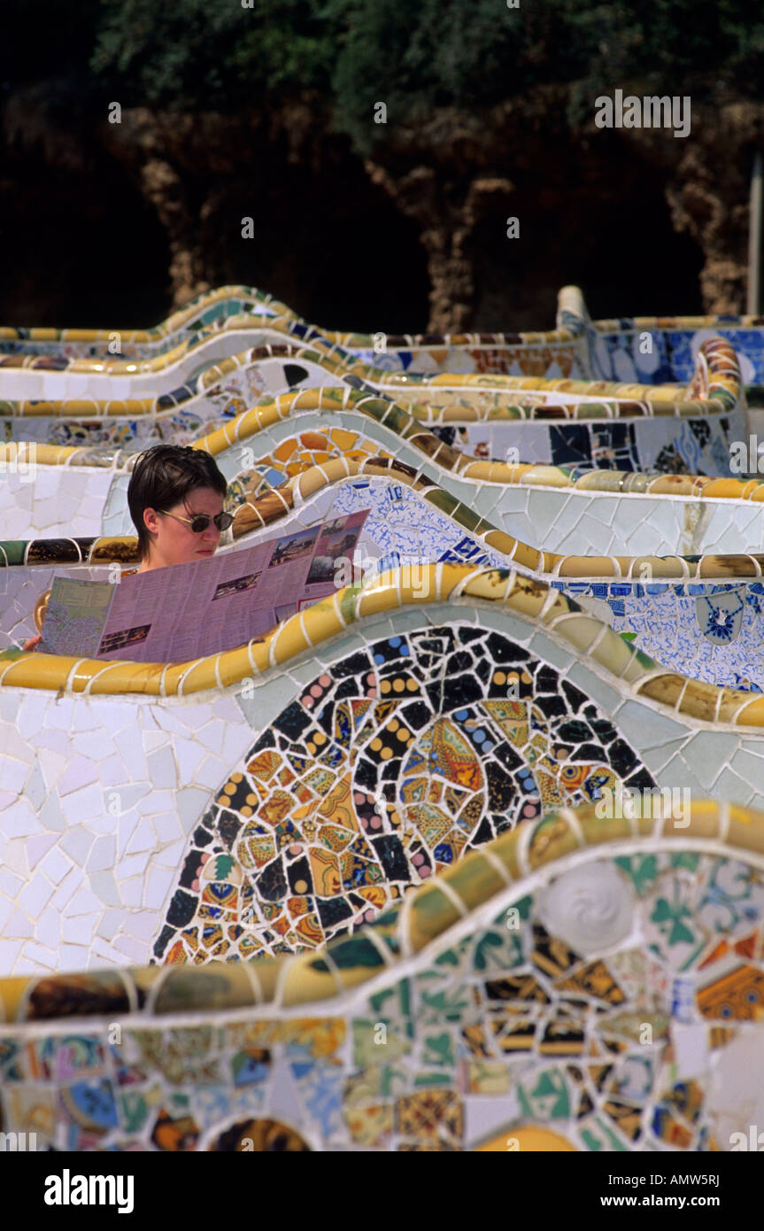 Parco Guell Barcellona Spagna Foto Stock
