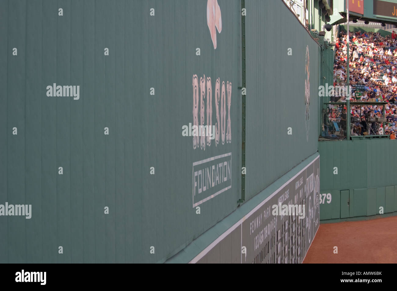 Mostro verde del campo di sinistra nella parete Fenway Park di Boston Foto Stock