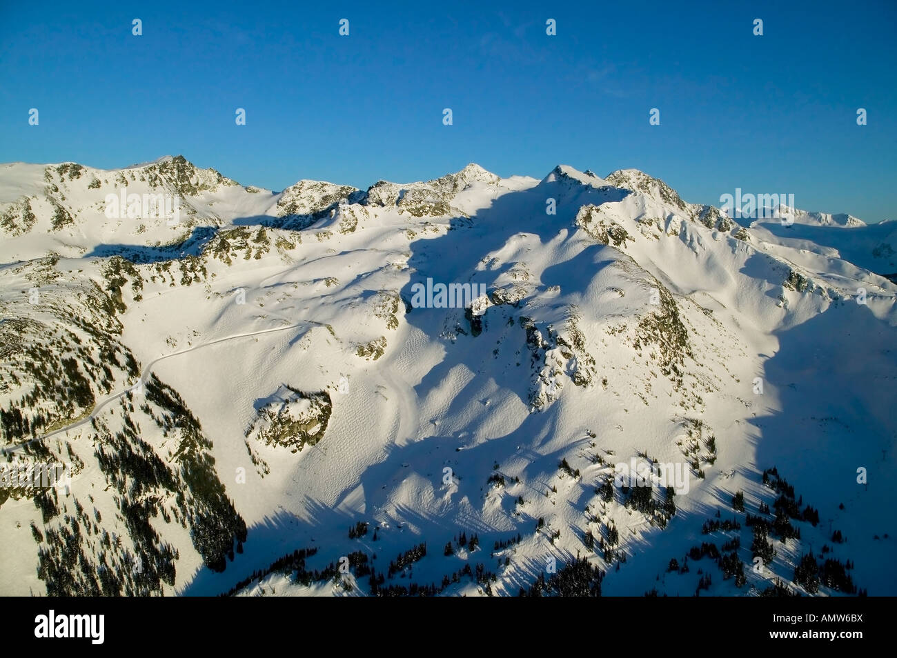 Antenna di Whistler Mountain alpine e sub alpine della Columbia britannica in Canada Foto Stock