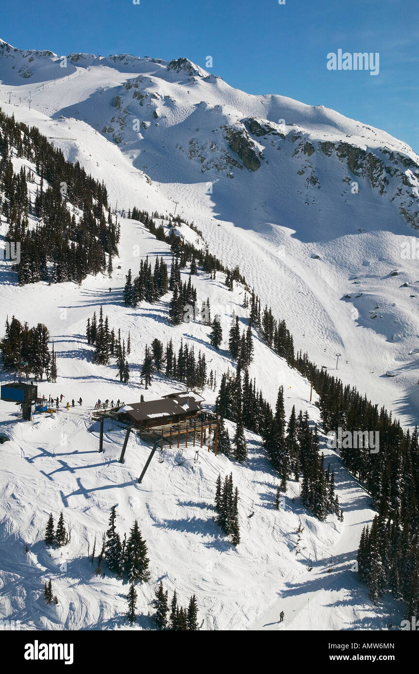 Antenna della cresta di cristallo e hut horstman glacier blackcomb mountain della Columbia britannica in Canada Foto Stock