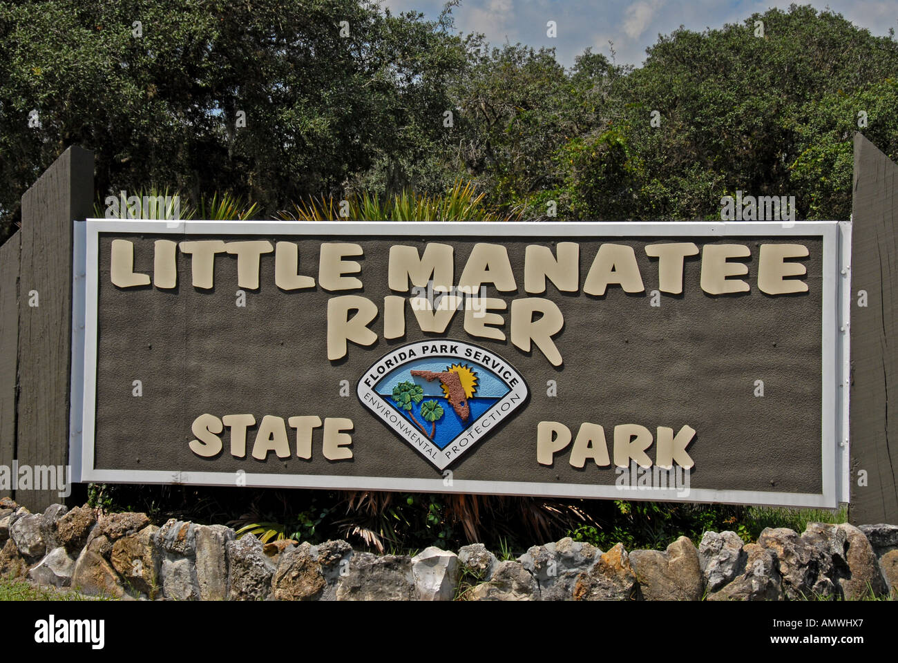 Parchi dello stato della Florida Little Manatee River Park segno Foto Stock