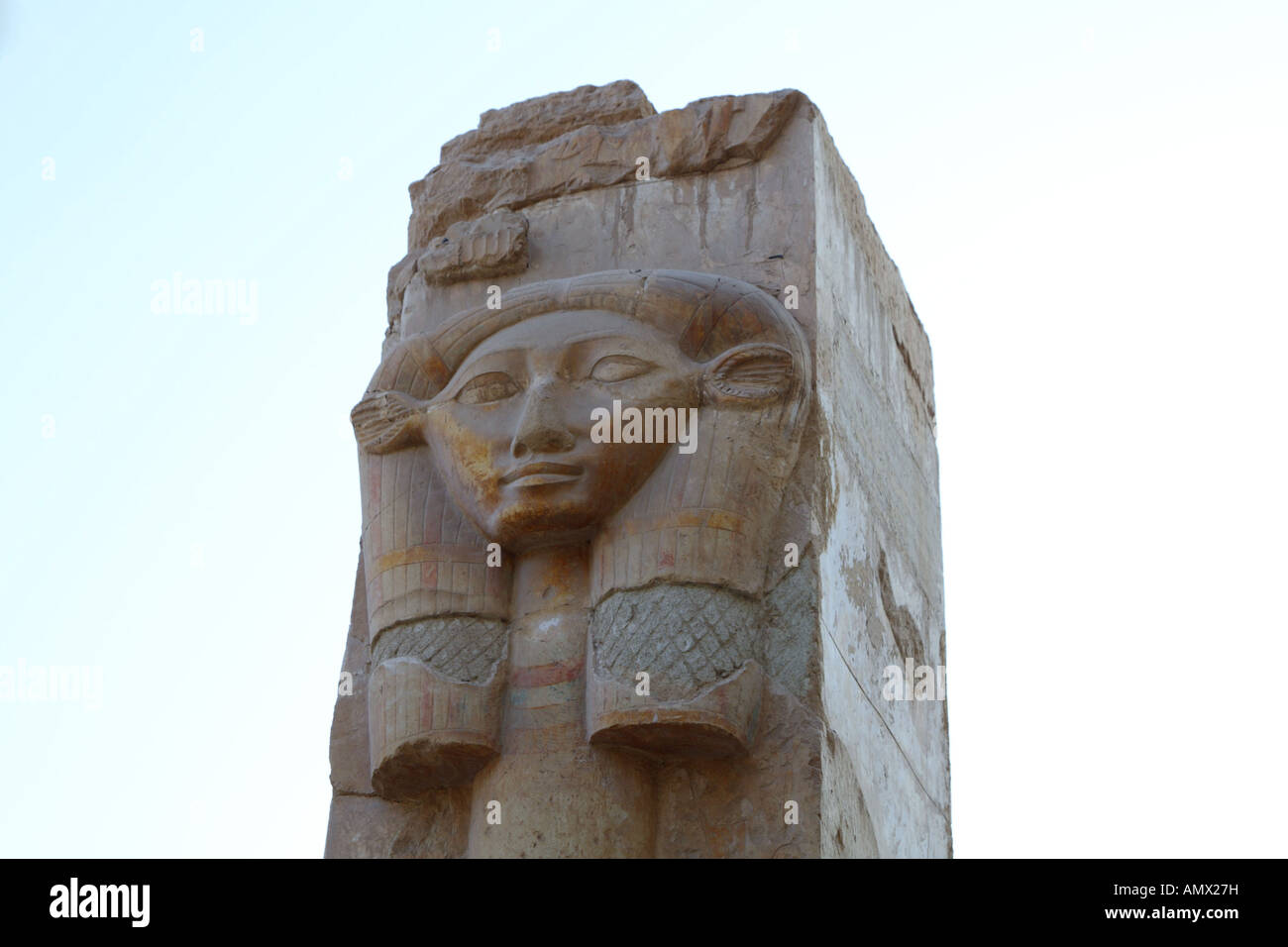 Dea Hathor, tempio di Hatschepsut, EGITTO Luxor Foto Stock