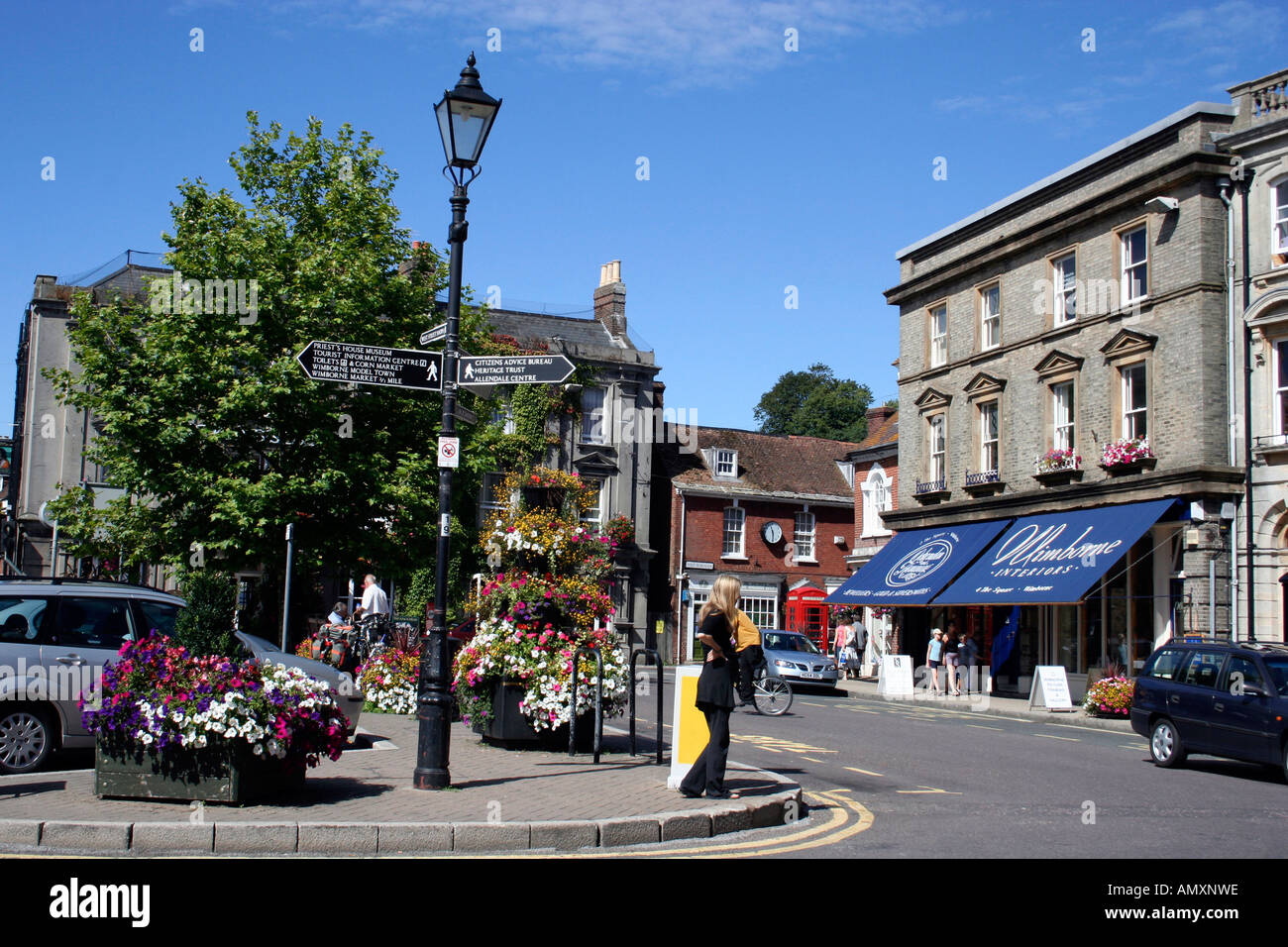 Wimborne Minster Town Center, Dorset, Regno Unito Foto Stock