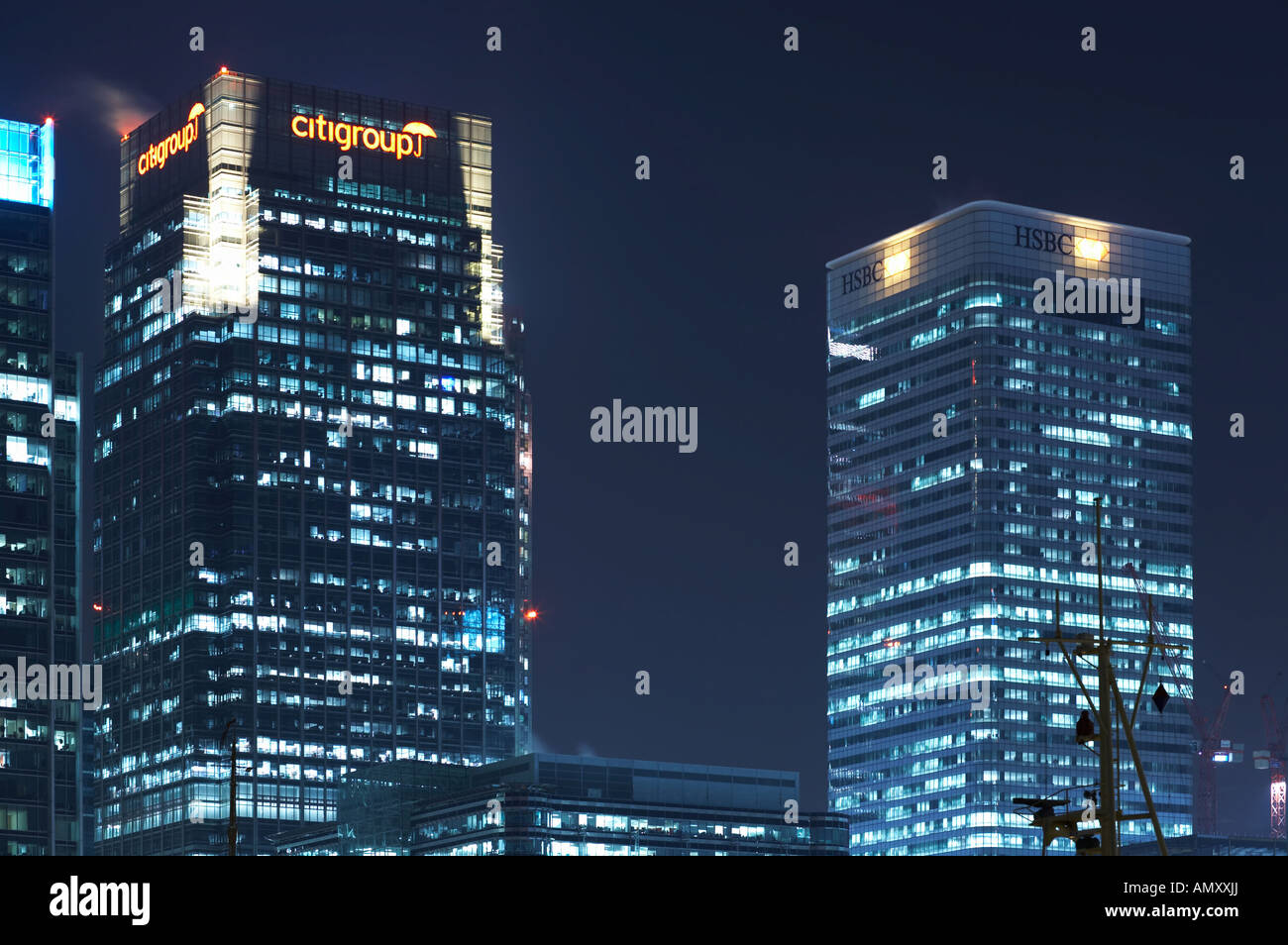 Citigroup e HSBC tower edifici per uffici a Canary Wharf Docklands Londra Inghilterra Regno Unito Foto Stock