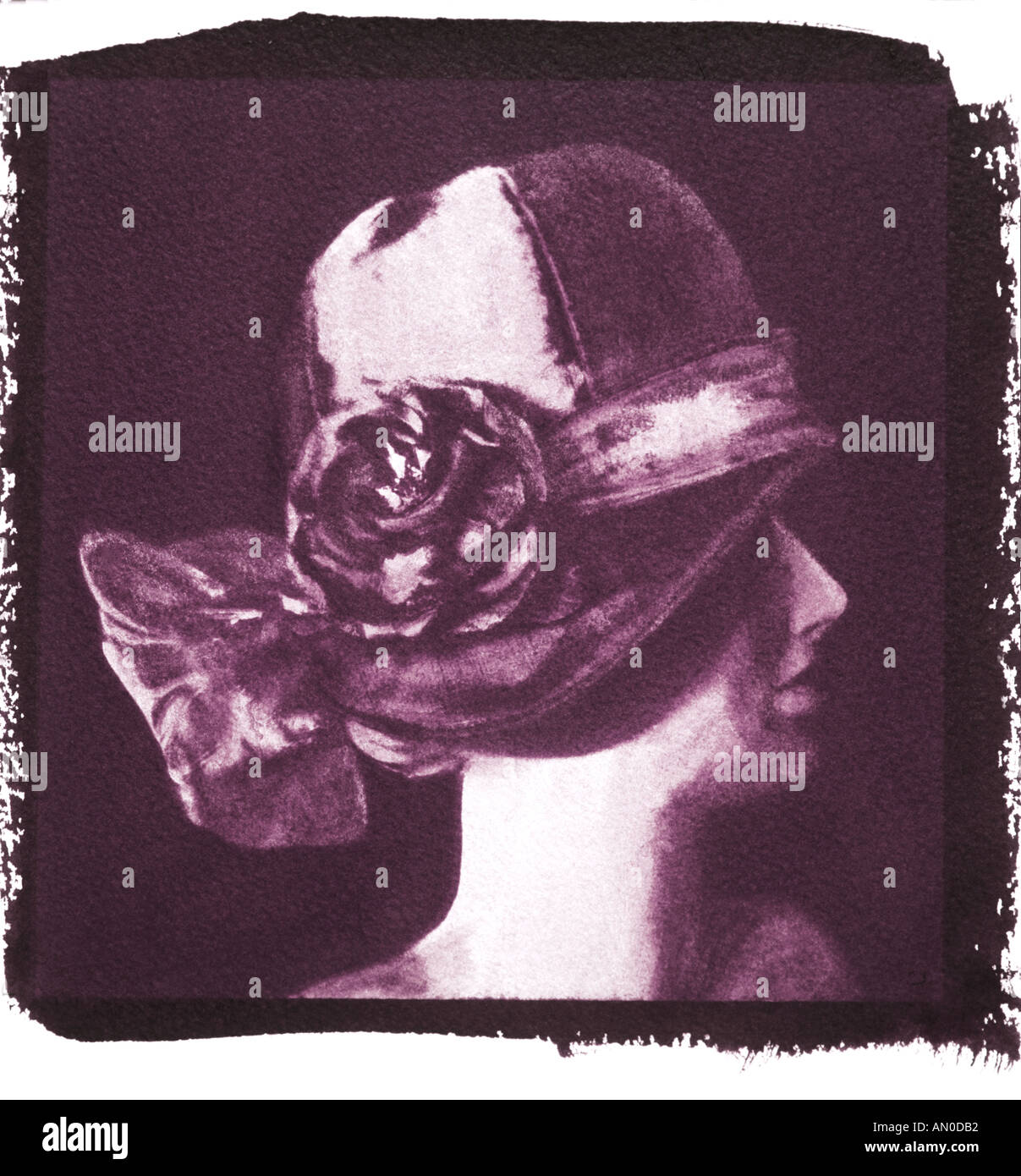 Una immagine di una 1920s busto indossando una cloche hat. Procedimento alternativo. Foto Stock