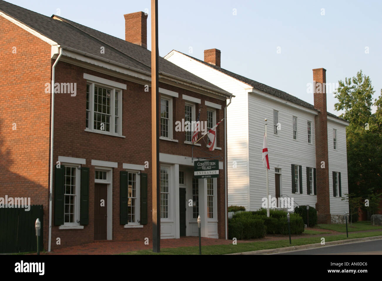 Alabama Madison County, Huntsville, Constitution Village, storia locale, conservazione storica, rievocazione della storia storica, guida, costume, clottina d'epoca Foto Stock